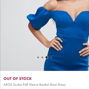 ASOS long blue sweetheart puffy sleeve gown